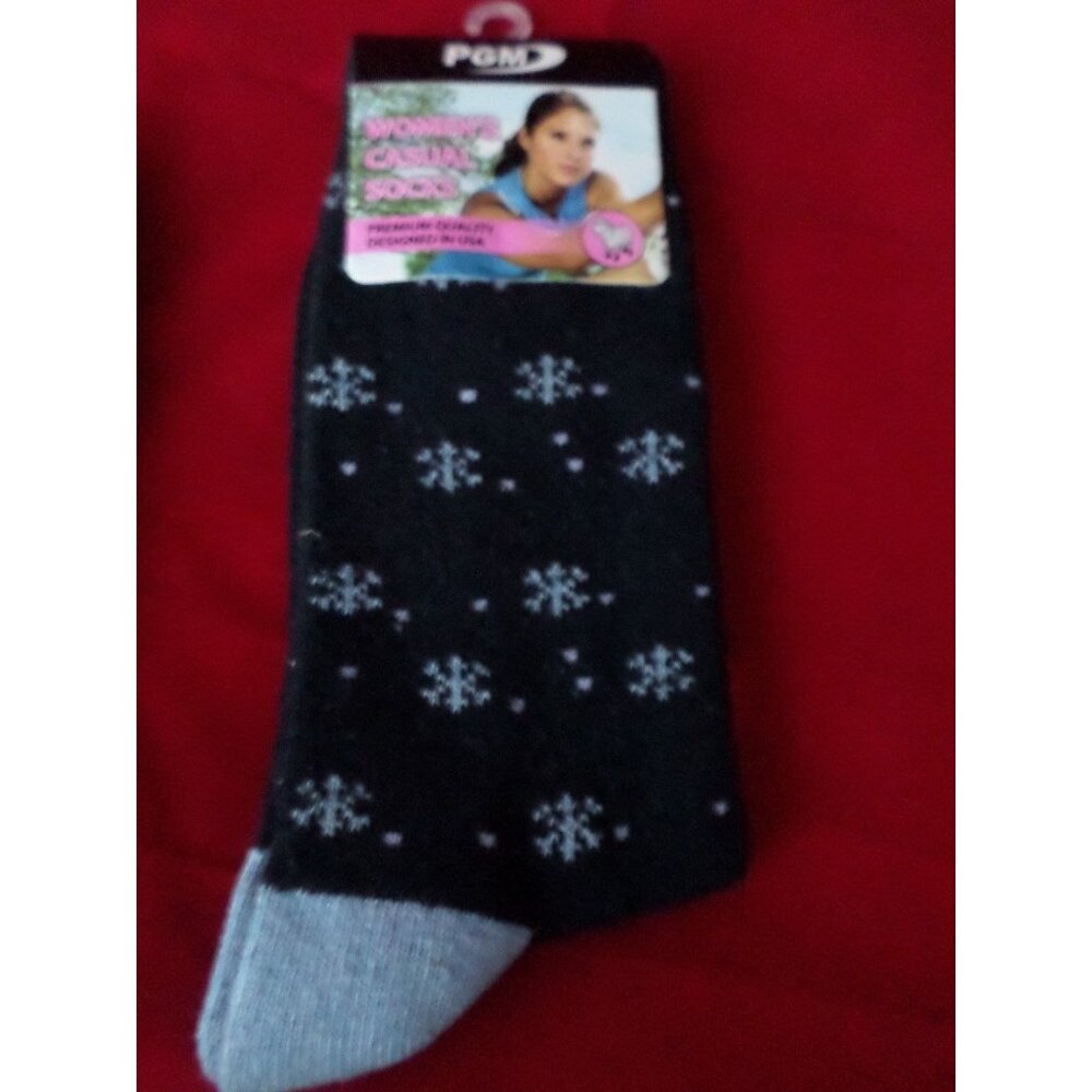 1 Pair PGM 20% Merino Wool Womens Trouser Socks Snowflakes 4-9